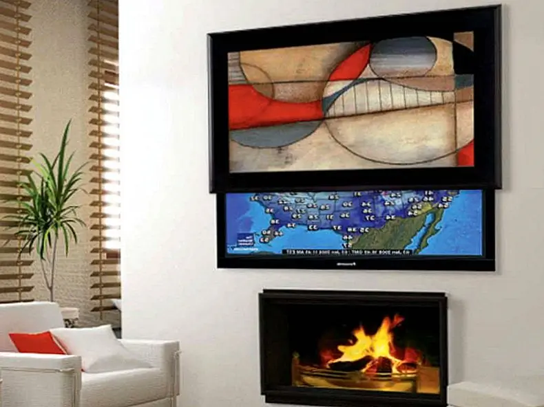 Отличная альтернатива для настенного телевизора - это телевизор-лифт, поэтому вы можете устанавливать и скрывать телевизор с плоским экраном за стеной или шкафом. Изображение: Моя необычная жизнь в пригороде