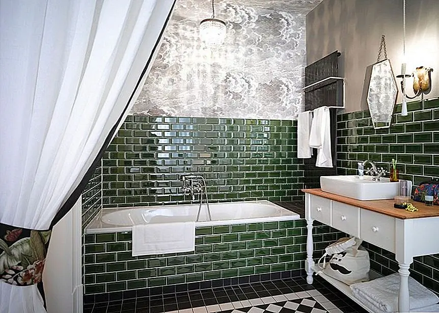Конечно, разные оттенки зеленого цвета оказывают различное влияние на интерьер ванной комнаты. Этот более темный тон более подходит для деревенских декоров, потому что это не так много, особенно в сочетании с другими темными оттенками, такими как серый.