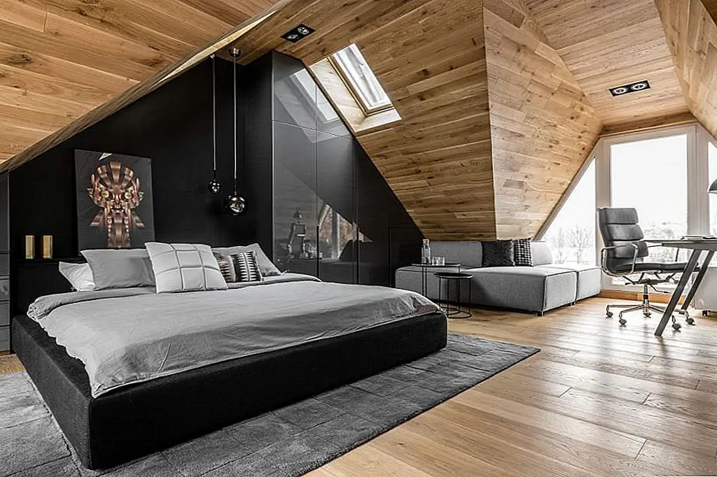 Мужская чердак Спальня в Польше Exudes Character
