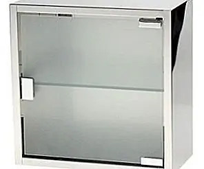 Шкаф из стали и стекла из ящика и бочки