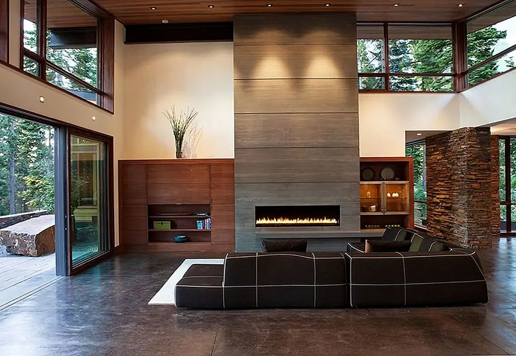 Серые текстуры древесины дополняют современные пространства. Изображение: Ward Young