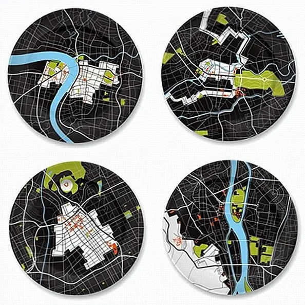 Идея фантастического дизайна для гурманов: город на коллекции пластин