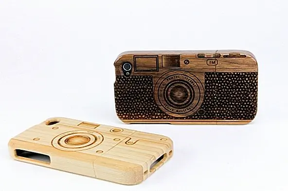 Лазерный гравированный деревянный iPhone-чехол, напоминающий камеру