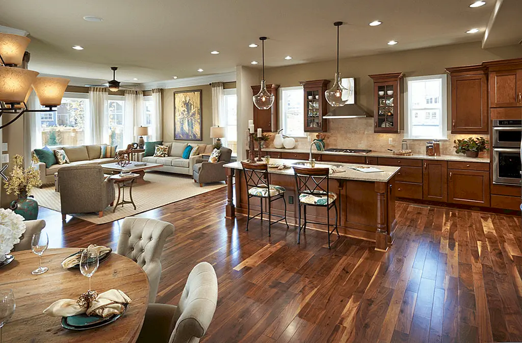 Определите пространства с мебелью, ковриками и освещением. Источник изображения: Parkwood Homes