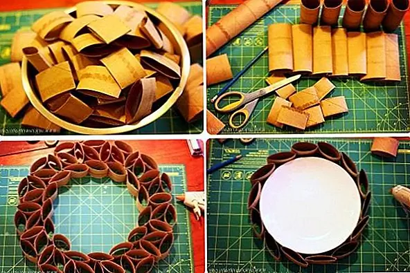 Вы также можете использовать трубки туалетной бумаги, чтобы делать всевозможные украшения для вашего дома. Например, вы могли бы сделать венок. На самом деле это довольно просто. Сначала собирайте около 20 рулонов туалетной бумаги. Сгладьте рулоны и разрежьте их на полоски шириной около 1,5 дюйма. Используйте тарелку или что-то круглое и руководство, а затем создайте основание для венка. Используйте горячий клей, чтобы держать кусочки вместе. Продолжайте организовывать их по кругу, пока вы не будете довольны дизайном. {Найден на сайте}.