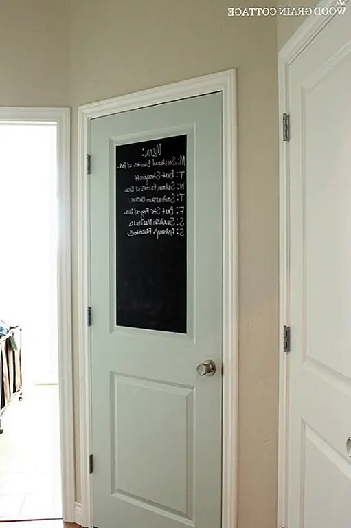 Вы, несомненно, видели маленькие доски или доски объявлений, которые сделаны, чтобы повесить дверцы, чтобы оставить заметки или напоминания. Так почему бы просто не сделать это прямо на самой двери? С помощью этого урока из The Wood Grain Cottage вы можете создать доску прямо на дверной панели в свою комнату или даже сделать небольшую станцию меню или список покупок на своей кладовой.