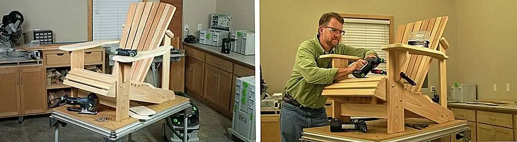 Классический стул Adirondack также является предметом проекта, представленного на портале woodworkersjournal. Ознакомьтесь с планами по выяснению списка материалов и инструментов, необходимых для этого конкретного судна. Обязательно следуйте шагам, чтобы полностью воспроизвести этот дизайн и обеспечить успех вашего проекта. Умножьте все на количество стульев, которые вы хотите построить.