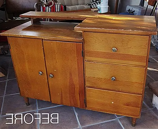 До и после: Швейный шкаф, преобразованный в блок хранения