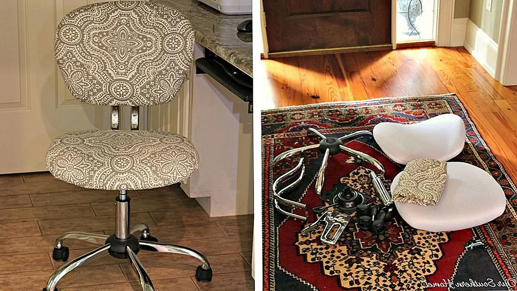 Трудность проекта makeover связана с дизайном стула, который вы хотите переделать. Например, один из них, подобный стулу, представленному на нашем южном рынке, будет довольно прост в работе, учитывая размер и форму сиденья и спинки и систему, используемую для их хранения. Принадлежности, необходимые для трансформации, включают ткань, ножницы, степлер, плакат, клей-брызг, клей-пистолет, обивку и молоток.