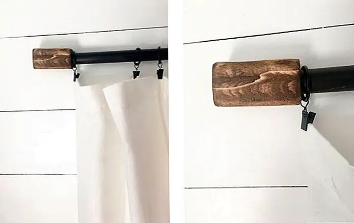 Все, что имеет правильную форму и длину, может быть переоборудовано в карниз. Например, труба из ПВХ может работать нормально. Отрежьте его по размеру и используйте краску для распыления, чтобы она выглядела менее скучной и обычной. Проект, представленный на livelaughlandcraft, также предполагает добавление двух деревянных блоков на концах. Комбинация очень вдохновлена.