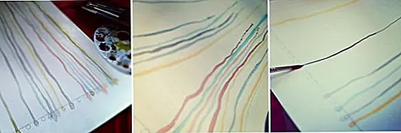 Если вы используете акварели, то проект, описанный на designgratislondon, должен дать вам немного вдохновения. Как вы можете видеть, краска на самом деле не капает. Вы можете просто использовать кисти и сделать так, чтобы он капал, избегая кровоточащего эффекта. Вы можете пометить равномерно разнесенные точки на верхней части холста, откуда начинаются капли. Когда вы закончите, покажите свою художественную пьесу в рамке.