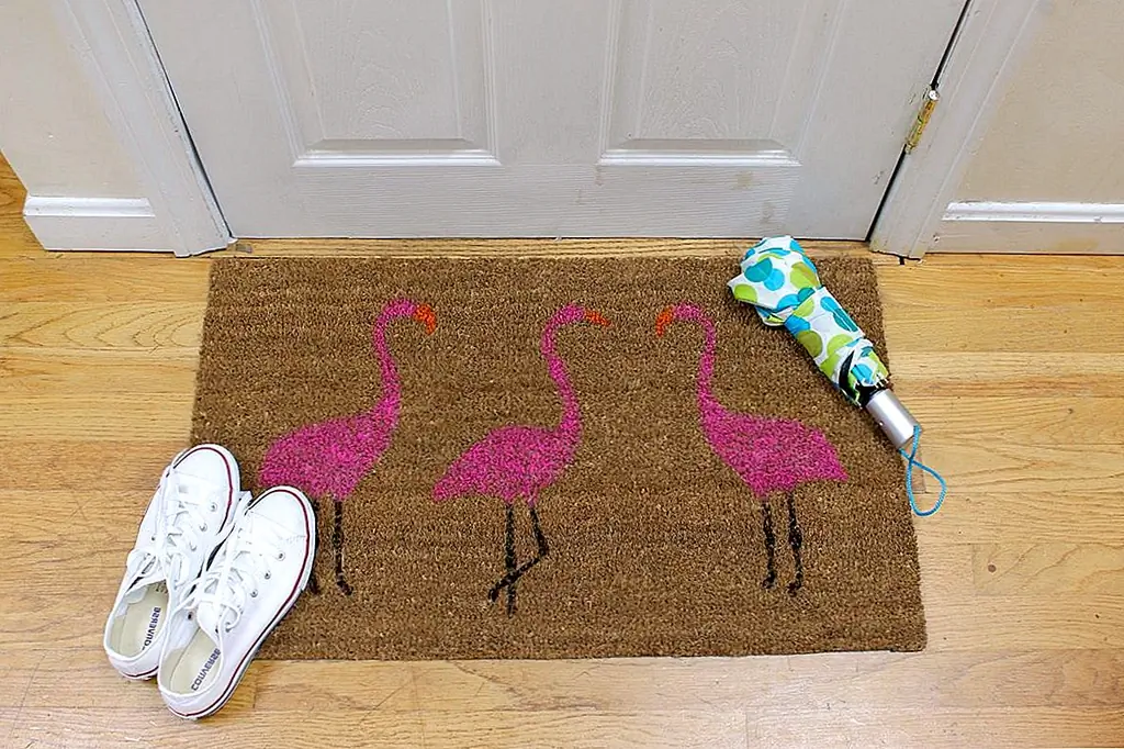 Летний розовый фламинго окрашенный коврик