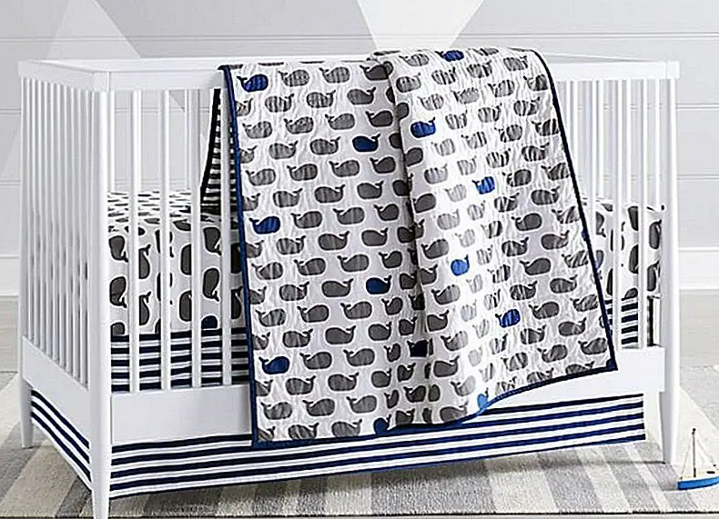 Детское постельное белье для брызг Whale является о-так мягким в хлопковом колпачке с 200 нитями. Включено реверсивное одеяло. $ 24 и выше.