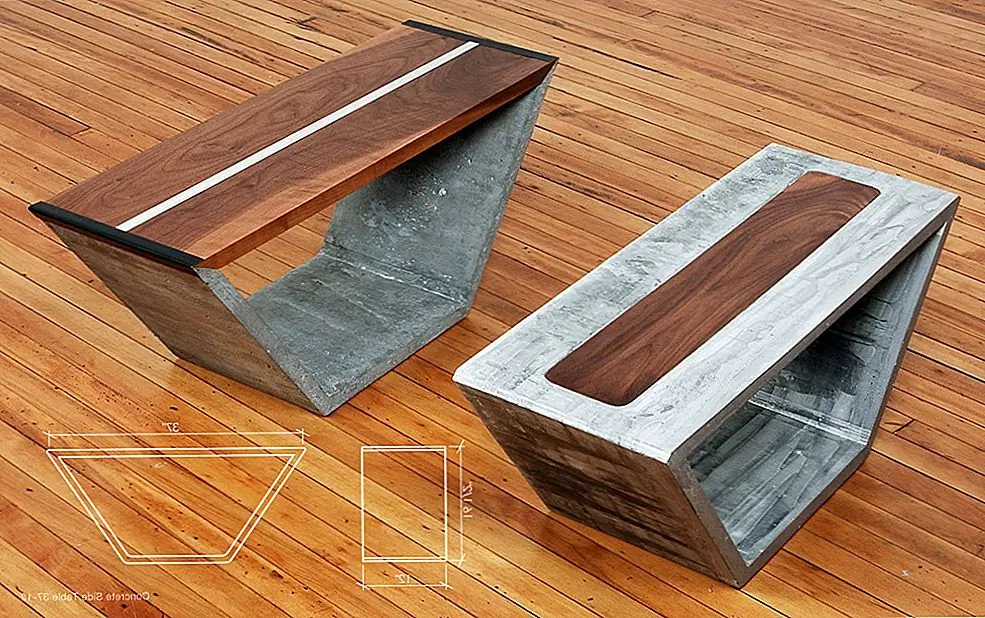 Дизайн Jeremy Kaplan Design воплощает всю концепцию на совершенно новый уровень, предлагая серию литых бетонных столов для внутреннего и наружного использования, в которых есть деревянные вставки, верхнее и нижнее пространство и интересные геометрические формы.