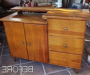 До и после: Швейный шкаф, преобразованный в блок хранения