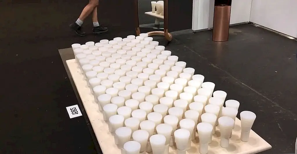 Эта забавная конструкция - это совсем другой вид кушетки Birnam Wood Studio. Там нет матраса, и его можно использовать для сидения, отдыха или сна.Отдельные колонки из силикона позволяют воздуху циркулировать через кровать, сохраняя при этом прохладу. Основание состоит из тройного отбеленного клена, который был смазан маслом и воском. Доступны пользовательские размеры.