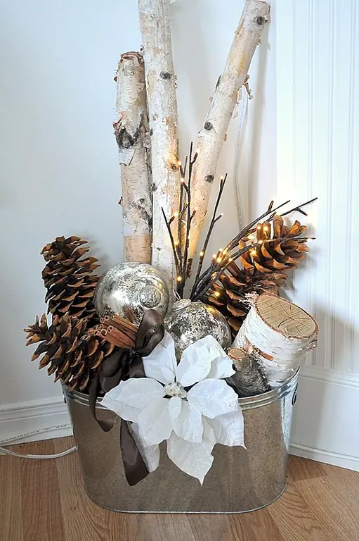 Используйте натуральные элементы, такие как дерево, камень, цветы, листья и сосновые шишки, чтобы украсить комнаты. Вытащите их всех в кучу и поместите их в корзину или используйте веточки, чтобы сделать хороший центр для обеденного стола. Камин также является приятной особенностью.