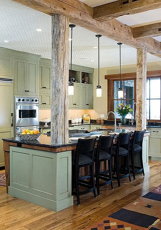 Мне особенно нравятся эти большие деревенские балки. Если возможно, береги свои балки из старого сарая. Просто дайте им новый слой пятен, и вы будете готовы сделать лучшее впечатление от фермы. (через Home Adore)