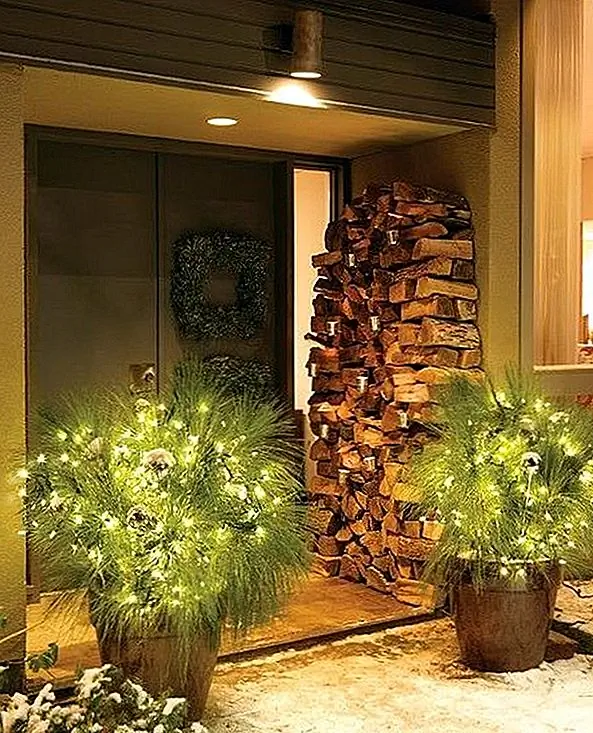 И говоря о горшечных растениях, вы можете заставить их искриться рождественскими огнями. Пушистые растения и деревья могут быть красиво украшены, и они будут светиться ночью, как звезды.