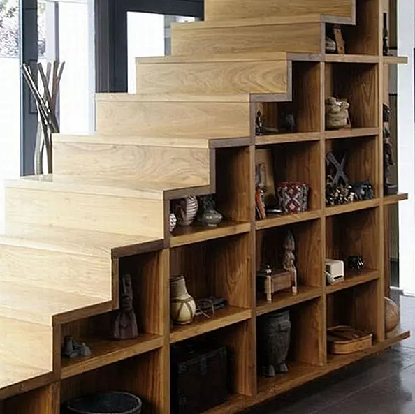 1) Мертвое пространство под лестницей можно использовать для создания стильных и практичных решений для хранения. Выровняйте область с кедровыми панелями и добавьте несколько стеллажей и крючков. Вы можете использовать пространство для хранения одежды зимнего сезона. Если пространство достаточно велико, вы можете также ввести полотно с одной стороны и использовать другую сторону для обуви, одежды и т. Д. Это также отличное место, где вы можете оставить свою метлу, чистящие средства и пылесос.