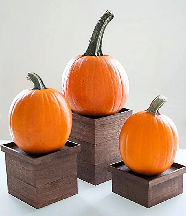 У вас есть гости, но у вас нет времени, чтобы создать какой-нибудь причудливый центр? Пройдите простой маршрут, поставив тыквы поверх пьедесталов или даже подсвечники, которые у вас уже есть. Самый простой осенний центр. (через Homey Oh My)