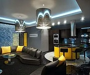 Берейковская - Черная квартира с желтыми акцентами от Geometrix