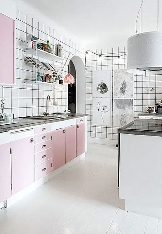 Давайте не будем забывать о кухне. Хотя вы, возможно, не очень заинтересованы в том, чтобы нарисовать все ваши шкафы розовыми, попробуйте дать вашим дверям кабинета подтяжку лица. Это будет гораздо меньше работы на оружии, но не менее гламурным. (через Casa Vogue)