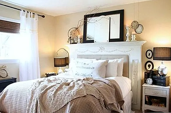 С другой стороны, размещение каминной полки за кроватью может быть простым способом сделать свою собственную уникальную изголовье без каких-либо затрат!