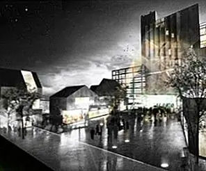 Центр зеленого города с современным замком