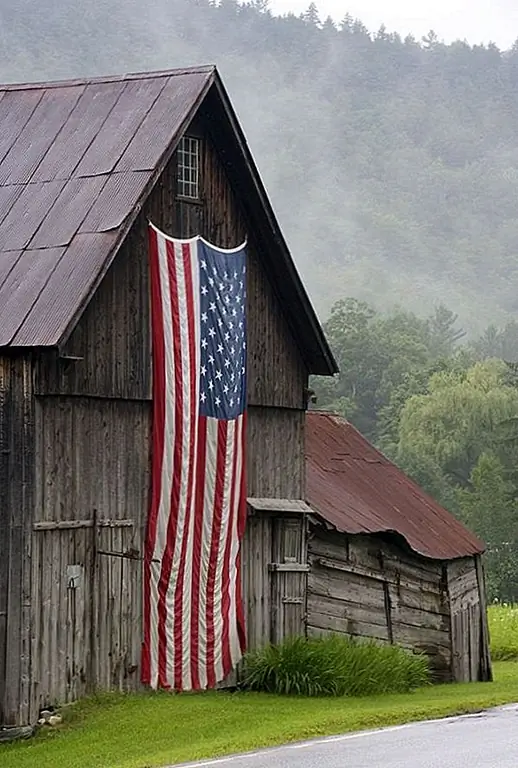 Говоря о флажках, вот еще один интересный способ его отображения. Украсьте сарай этим. В зависимости от размера и формы вашего сарая вы можете повесить его различными способами. Это очень просто, но визуальное воздействие сильно.