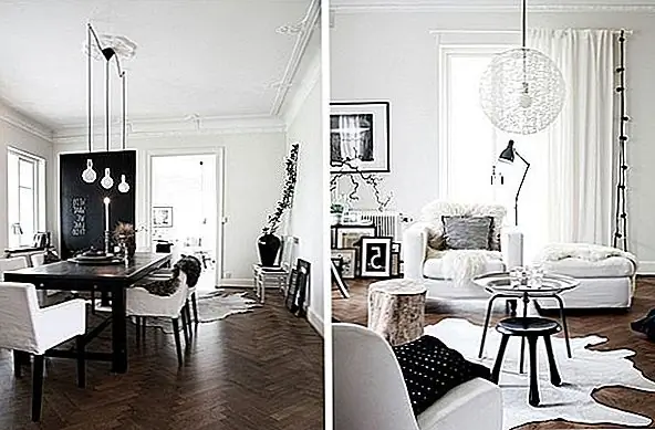 Этот простой скандинавский интерьер в B & W напомнил мне обо всех этих замечательных вещах. Его номера имеют ту же комбинацию черно-белых нюансов, что характерно для большинства скандинавских интерьеров. Это простое, практичное и теплое место, где присутствие природных элементов дополняет эту гостеприимную атмосферу. Есть несколько растений, отпечатки животных на подушках, меха на креслах и ковры из кожи животных, которые могут заставить вас почувствовать себя ближе к природе и заставить вас войти в особый скандинавский декор.