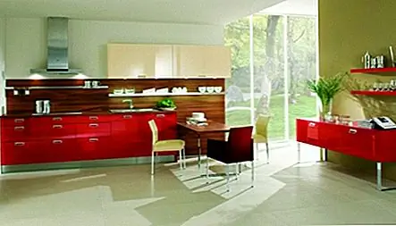 Зеленая и красная версия - это два цвета, которые в основном встречаются в кухне. Зеленый цвет добавляет энергию в комнату, и создание кажется более захватывающим. Красный, один из них энергичный и расслабленный, придающий кухне особый вид.