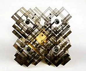 Полированная латунная кубистическая люстра от Curtis Jere