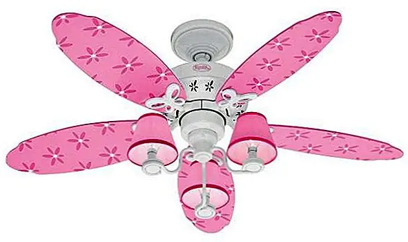 Это светильник, подходящий для комнаты девушки, учитывая его цвет. Это розовый и белый потолочный светильник с 5 лезвиями и цветочным декором. Он оснащен запатентованной антивибрационной технологией и монтируется на потолке или с помощью штанги. Цвета пастели и очень приятные. Доступны за 129 $.