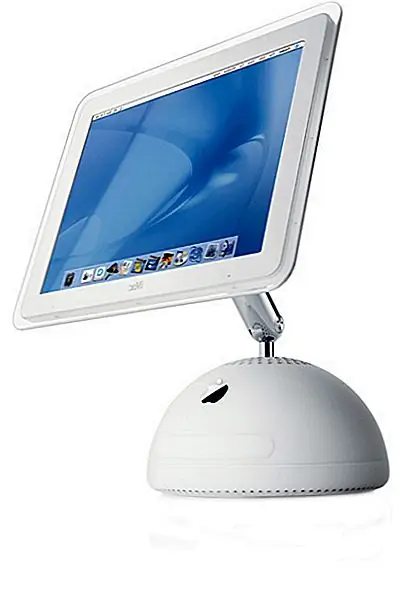 Ну, если вы возьмете эту базу из iMac G4, вы больше не используете или не сломаетесь и переверните ее в верхнюю часть настольной лампы, а точнее, оттенок, а затем прикрепите лампочку и поддерживаемую опору к вилке стены, у вас будет прекрасный подарок для вашего друга, который является поклонником Apple или компьютерным выродком или обоими.