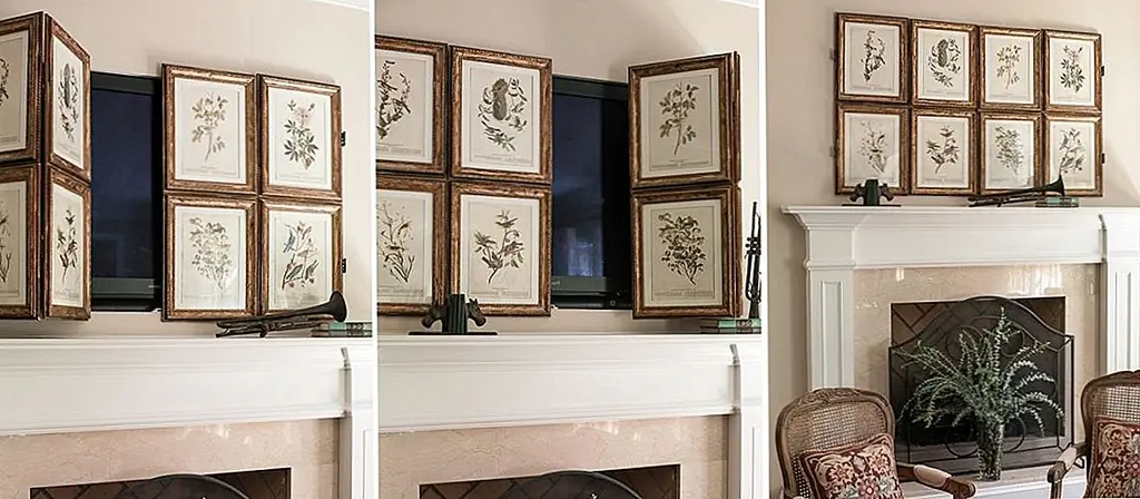 Хотите спрятать свой телевизор более творчески? Соедините несколько кадров вместе, чтобы создать привлекательную обложку для вашего телевизора. Просто убедитесь, что вы оставляете способ изменить художественное оформление в них, если вы решите переоформить свой дом.