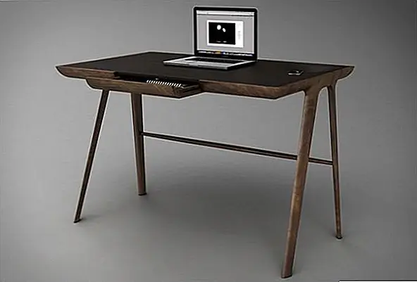 Стол Майя выглядит как простой стол, но это нечто большее. Это современная мебель со скульптурным дизайном и скрытым хранилищем для ноутбука, книг или ручек. {Найден на сайте}.
