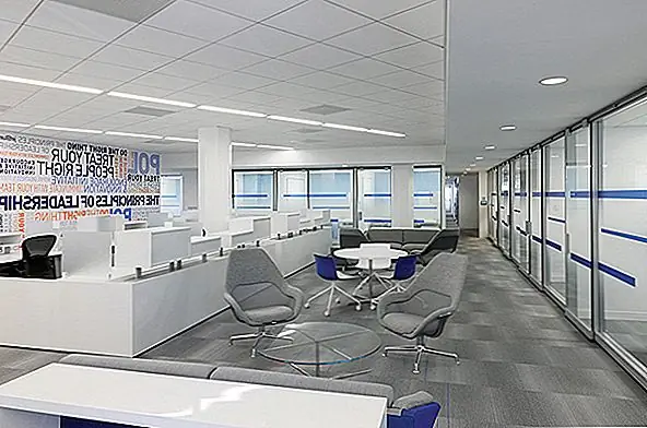 Чтобы принять эту метафору еще больше, дизайнеры также включили цвета белого и синего в декор. Офисы имеют ряд больших и ярких общественных помещений с крупномасштабными фирменными стенами. Эти области, в частности, также имеют смелые оттенки цветов, в частности оранжевые и зеленые. Есть полированные белые полы с вариациями серого. Рабочие области менее яркие, но следуют тем же основным направлениям с точки зрения декора. Смелая графика - общая функция, такая же, как минималистская мебель и цвета бренда компании.